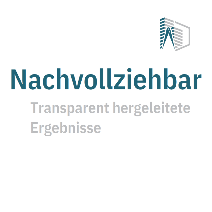 Kachel mit Bildtext: Nachvollziehbar - Transparent hergeleitete Ergebnisse