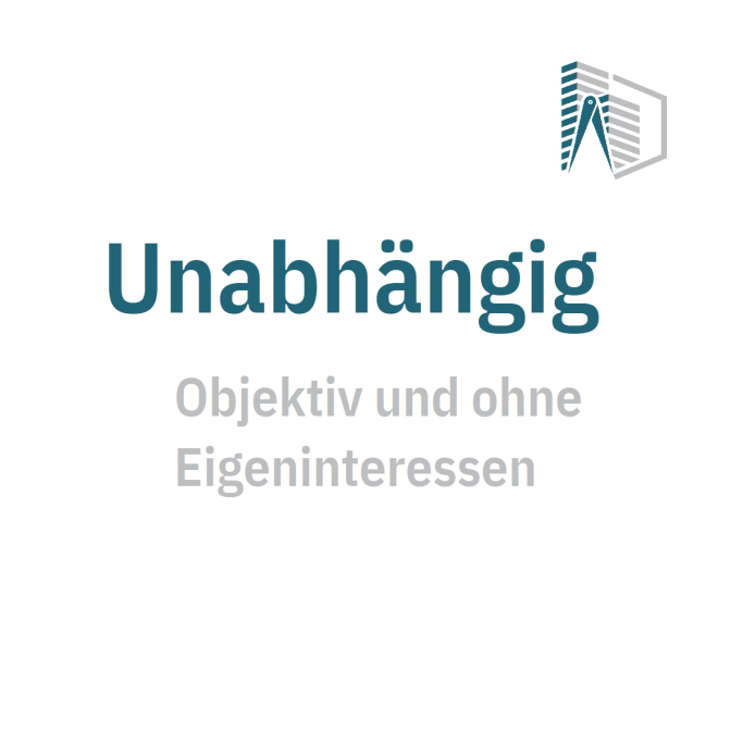 Kachel mit Bildtext: Unabhängig - Objektiv und ohne Eigeninteressen